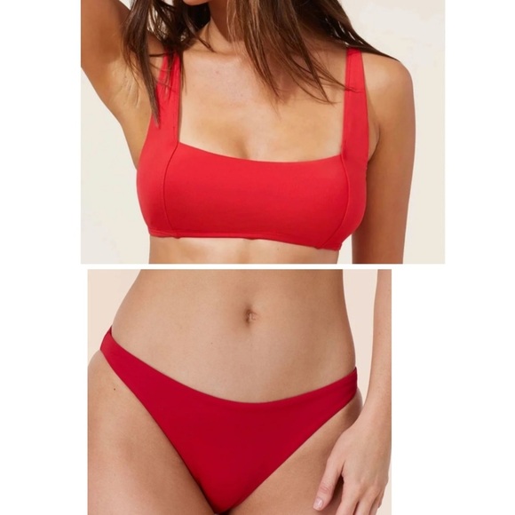 Andie Bikini Set Havana Top Cheeky Bottom Cherry Red Size M NWT - Picture 1 of 14